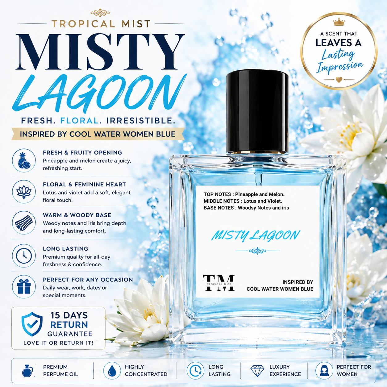 Misty lagoon - Inspired by Cool water Woman Blue