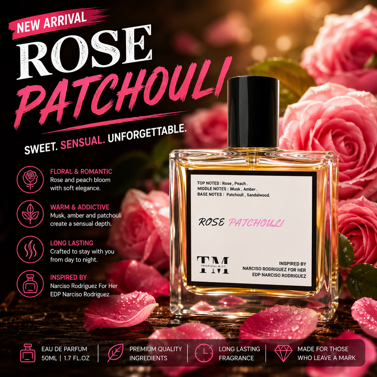 Rose patchouli - Inspired by Narciso Rodriguez for Her Edp ( Pink )